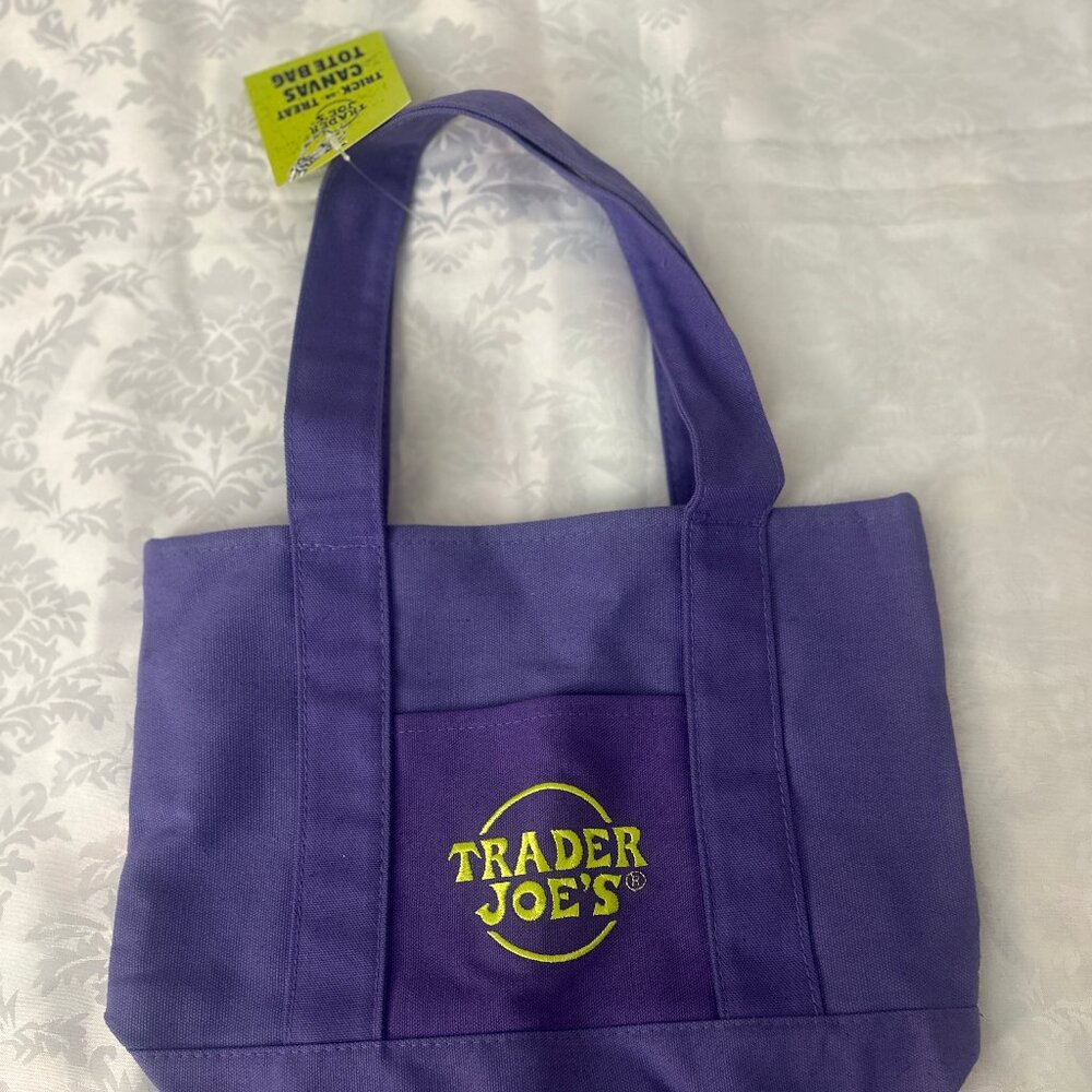 PURPLE Trader Joe's "Trick-or-Treat" Mini Canvas Tote Bag